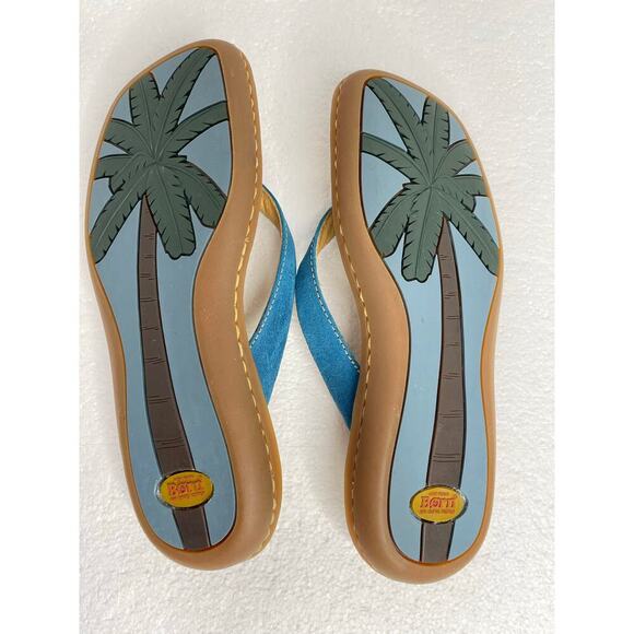 Born women’s palm tree thong flip flop sandals suede blue size 8 - Picture 7 of 9